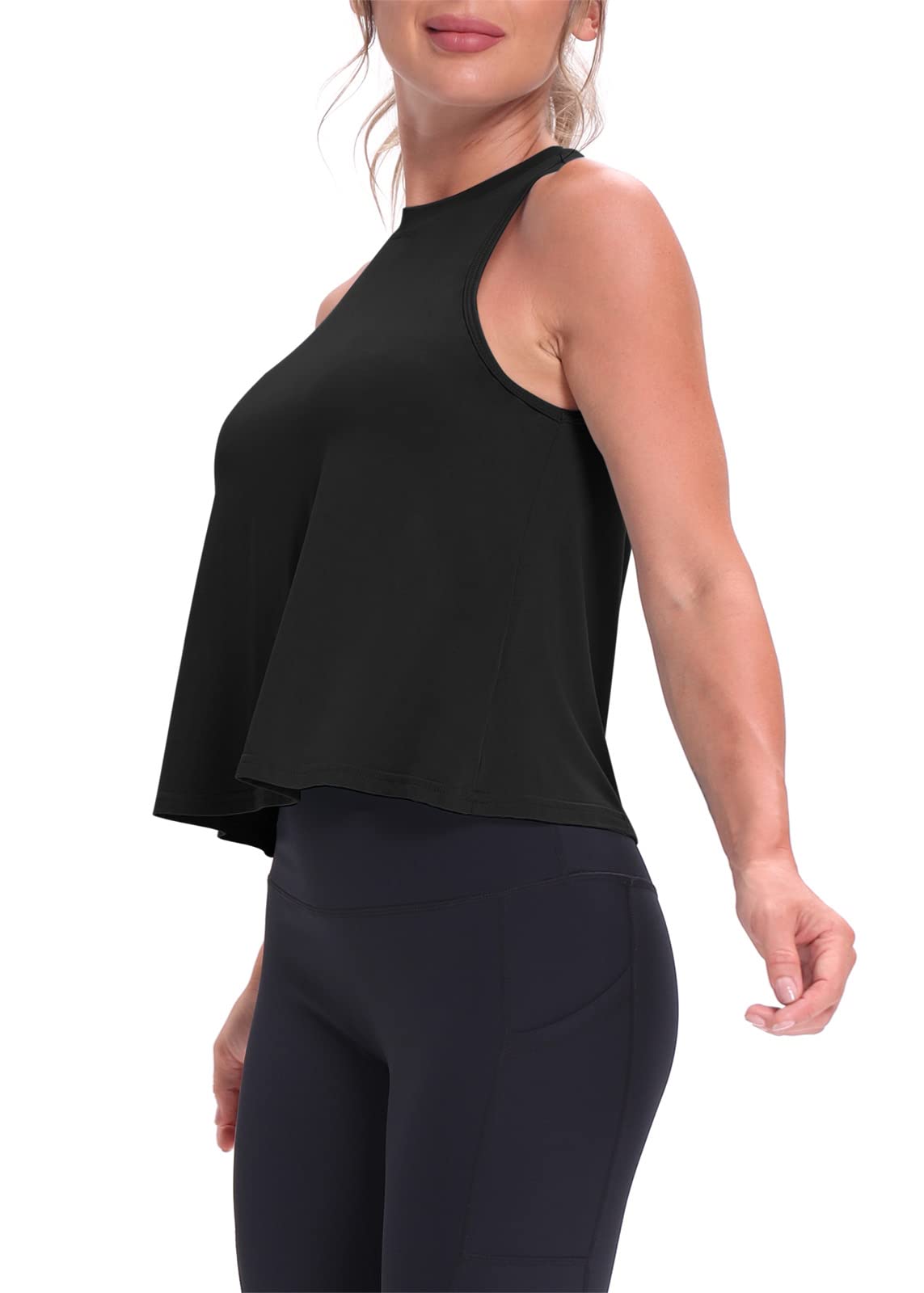 Women's Mippo Crop Tops - Breathable Workout Shirts & Flowy Athletic Tank Tops for Yoga, Running, Gym & Casual Wear