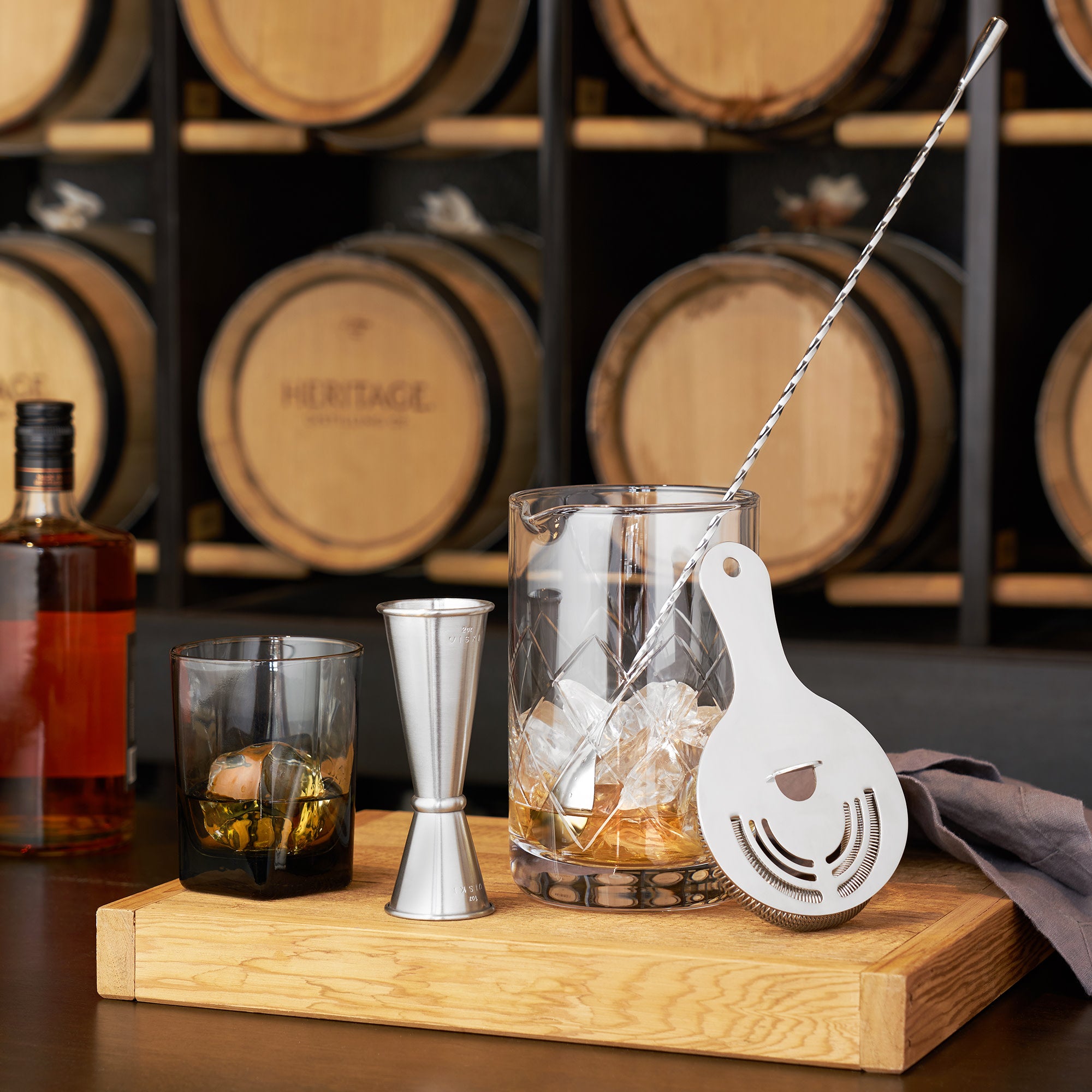 4-Piece Harrison Barware Set - Cocktail Shaker, Jigger, Strainer & Spoon - Perfect for Home Bars, Parties & Mixology Enthusiasts
