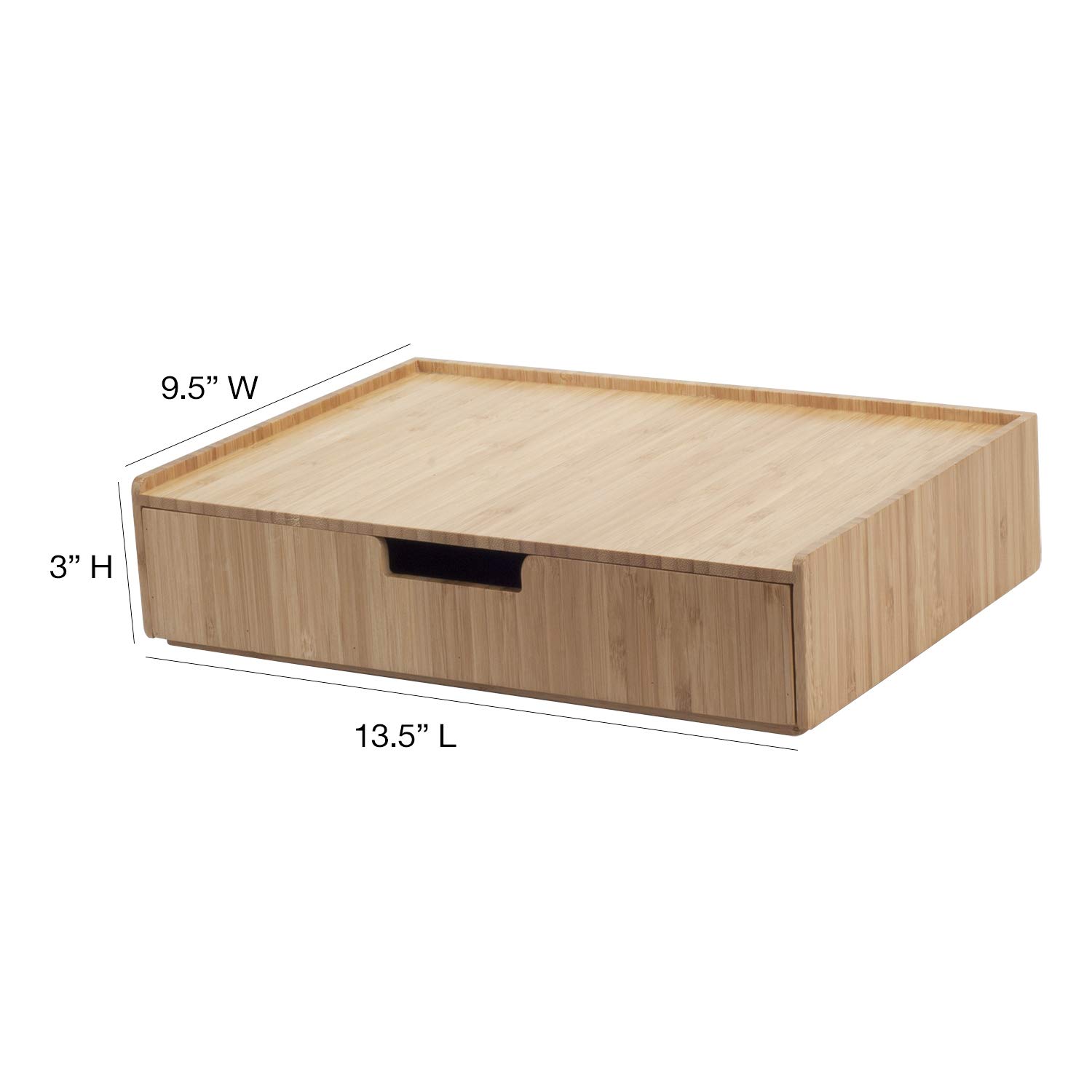 MobileVision Bamboo Phone Stand with Drawer - Stackable Office Organizer for Pens, Pencils, Scissors, Notepads & Business Cards - Perfect Desk Accessory for Home & Office Workspace Organization