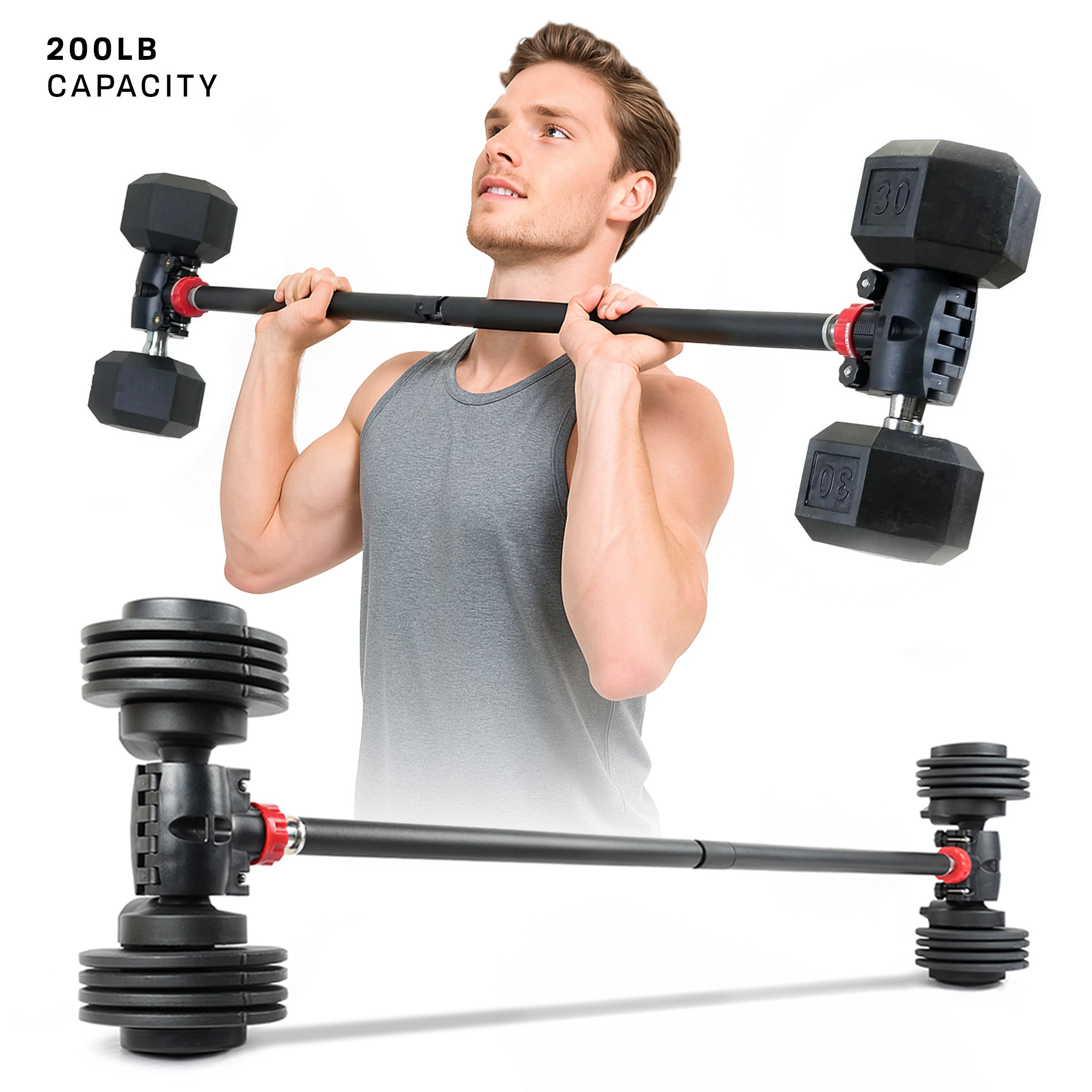 PRCTZ Adjustable Dumbbell to Barbell Converter - Modular Weightlifting Bar for Home Gym Strength Training | Perfect for CrossFit, Powerlifting & Functional Fitness Workouts