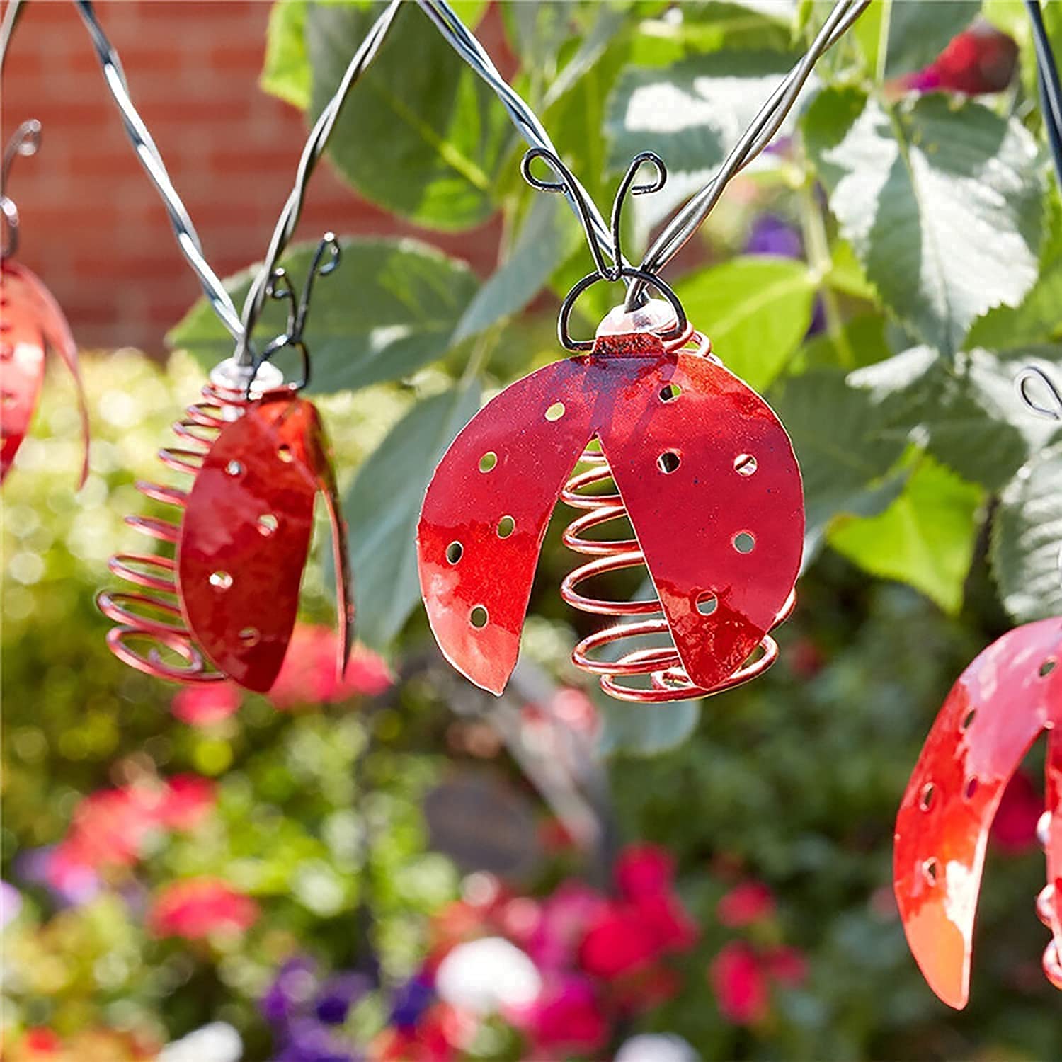 Solar Powered Ladybug String Lights - 13ft 10LED Outdoor Garden Decor with Metal Ladybugs | Warm White Fairy Lights for Lawn, Yard, Wedding & Christmas Party | Perfect for Patio, Pathway & Backyard Decoration