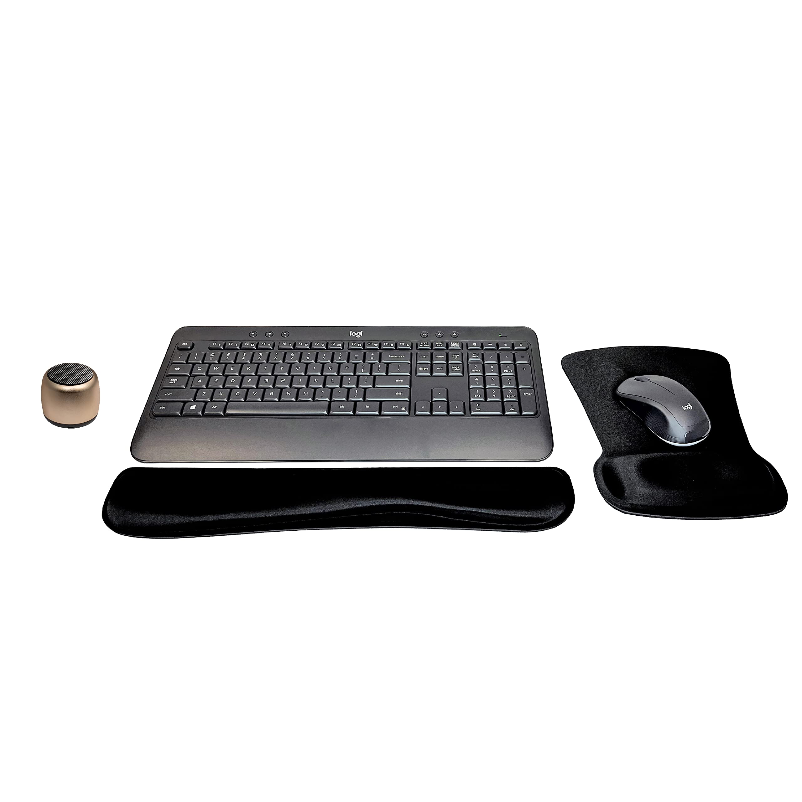 Logitech MK540 Advanced Wireless Keyboard and Mouse Combo - Ergonomic Full-Size Keyboard with Silent Clicks, 2.4GHz USB Receiver for PC/Laptop - Includes Bluetooth Speaker, Wrist Rest & Mouse Pad for Home Office, Gaming and Travel Use