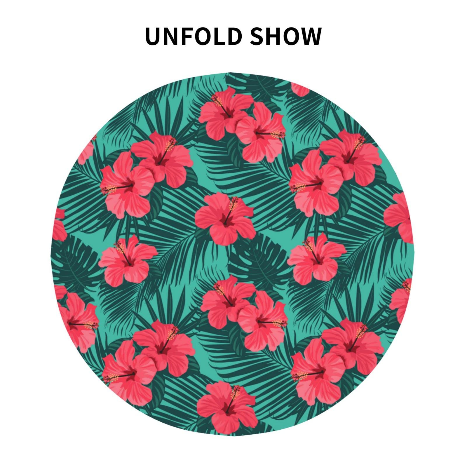 60 Inch Green Tropical Palm Floral Round Tablecloth - Waterproof Spill Proof Hawaiian Party Decor for Dinner, Picnic, Camping & Outdoor Events