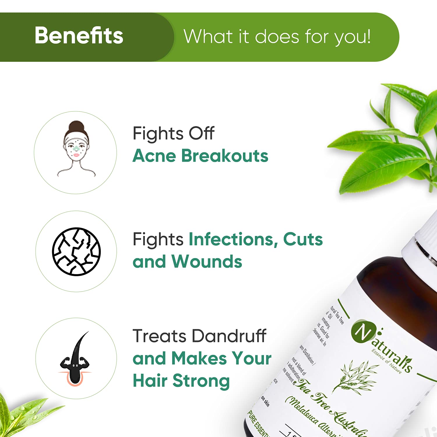 Naturalis Eucalyptus Lemon Essential Oil - 100% Pure Aromatherapy Oil for Relaxation, Skin Care & Mosquito Repellent - Organic Tea Tree Scented Oil (30ml) - Perfect for Diffusers, Massage & Home Spa