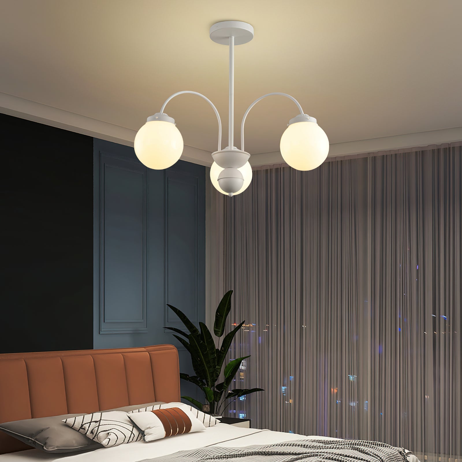 Elegant Cream Glass Ball Chandelier - Modern Crystal Ceiling Light Fixture for Dining Room, Bedroom & Living Room Decor