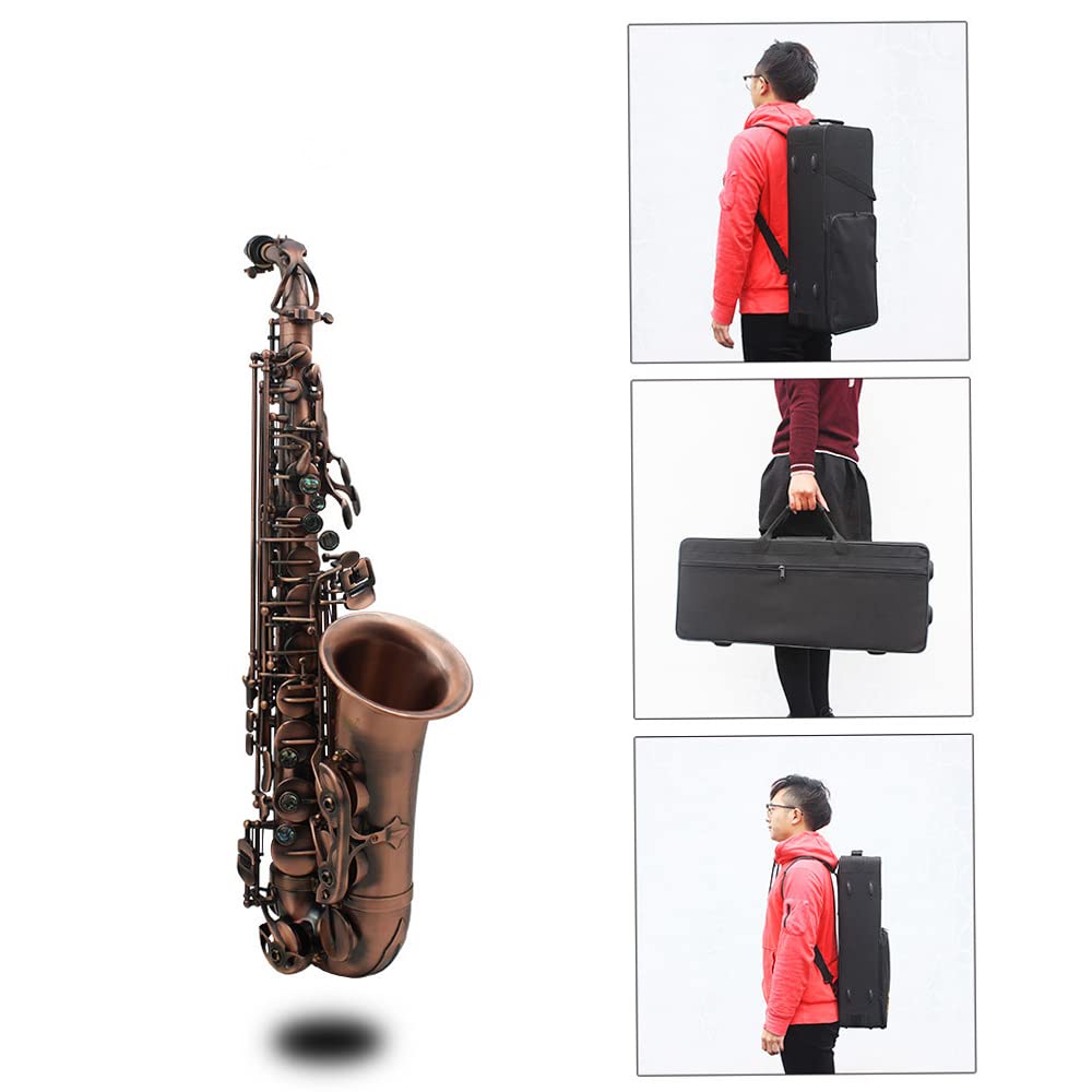 Professional Red Bronze E-flat Alto Saxophone with Abalone Shell Key Carvings - Includes Case, Gloves, Cleaning Cloth, Straps & Brush - Perfect for Jazz, Classical Music & Live Performances