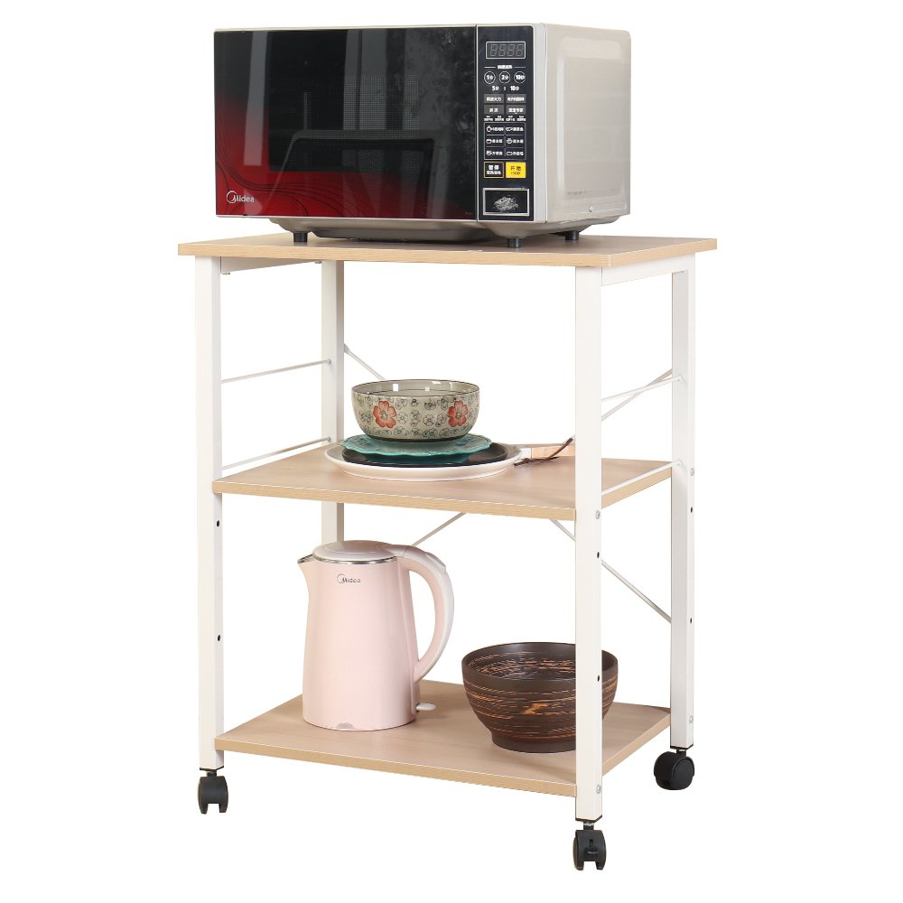 24 Inch Rolling Bakers Rack with Wheels - Microwave Stand & Coffee Station Cart for Small Kitchens - Storage Shelves Organizer for Home, Office or Dorm Use - Perfect Space-Saving Kitchen Furniture for Coffee Bars and Food Prep Areas