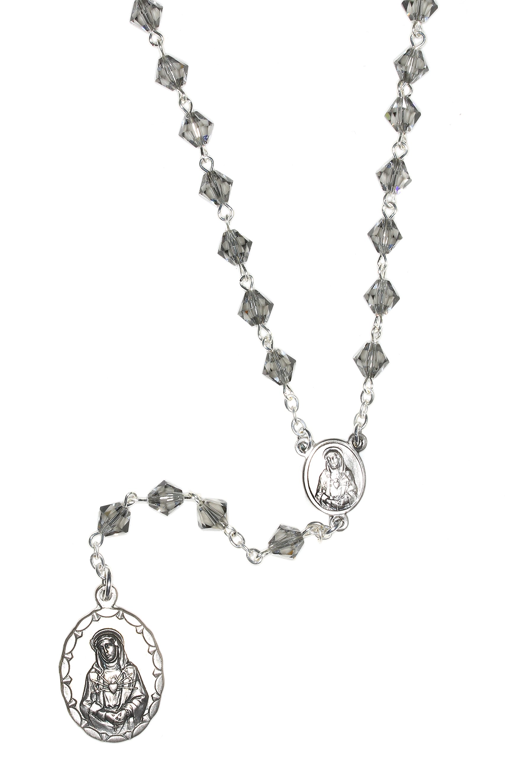 Seven Sorrows Rosary with Gemstones & Austrian Crystals - Seven Dolours Rosary Beads with Pouch - Catholic Prayer Beads for Devotion to Virgin Mary | Perfect for Meditation, Worship & Spiritual Gifts