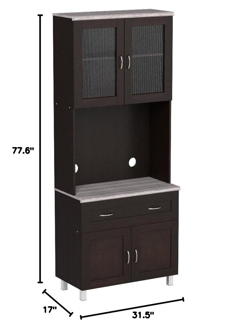 HODEDAH Imported Chocolate Kitchen Cabinet - Modern Storage Solution for Small Spaces, Apartments & Home Organization
