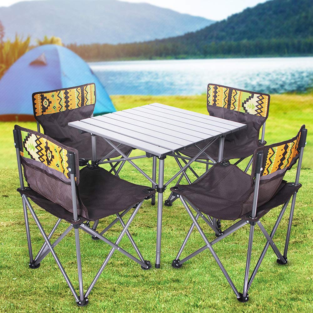 Portable 5-Piece Folding Camping Table and Chairs Set - Lightweight Outdoor Picnic, Beach, Patio & Travel Furniture with Carrying Bag - Perfect for Backyard BBQs, Beach Trips & Camping Adventures