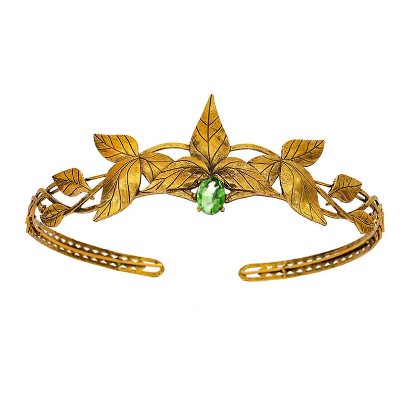 Enchanted Forest Elven Leaf Diadem Headpiece - Fantasy Cosplay Crown for Renaissance Faires, LARP & Themed Weddings