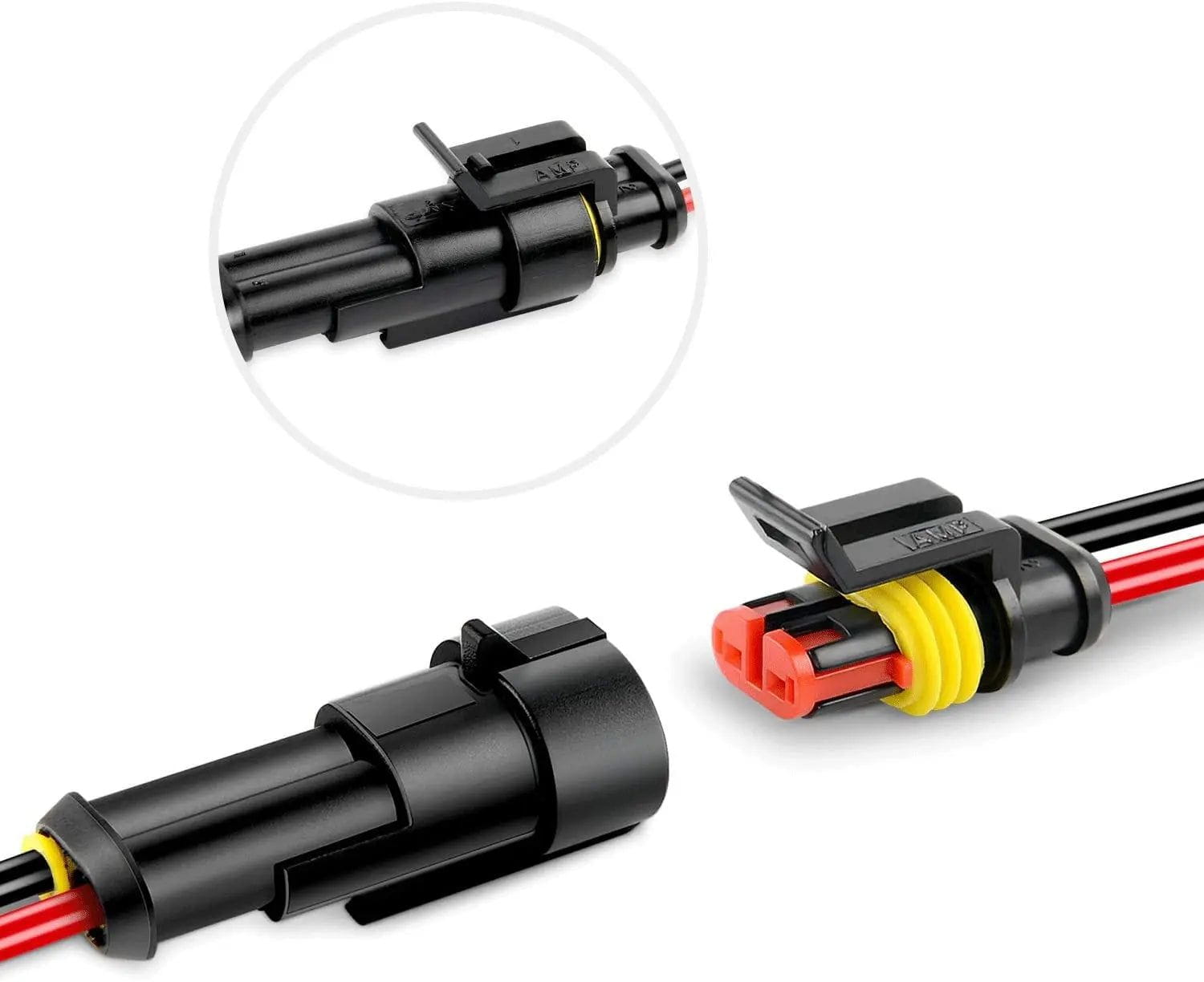 10 Pack 16AWG 2 Pin Waterproof Wire Connectors - 1.5mm Series Terminal for Marine, Automotive & Outdoor Electrical Connections
