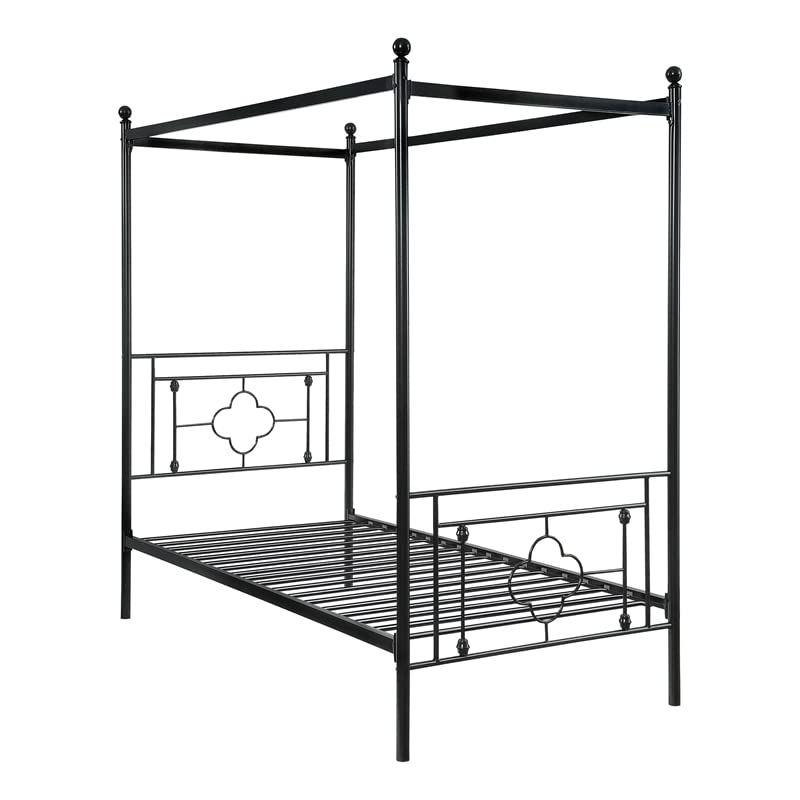 Homelegance Hosta Metal Canopy Bed Frame - Twin Size, Black Finish - Perfect for Kids Rooms, Guest Bedrooms & Cozy Dorm Spaces