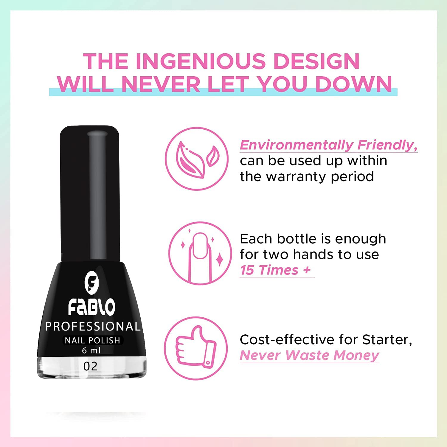 FABLO 6 Colors Nail Polish Set - Long Lasting Gel Nail Paint for Women (Summer & Winter Collection A02) - Perfect for Manicures, Pedicures, and Nail Art Designs