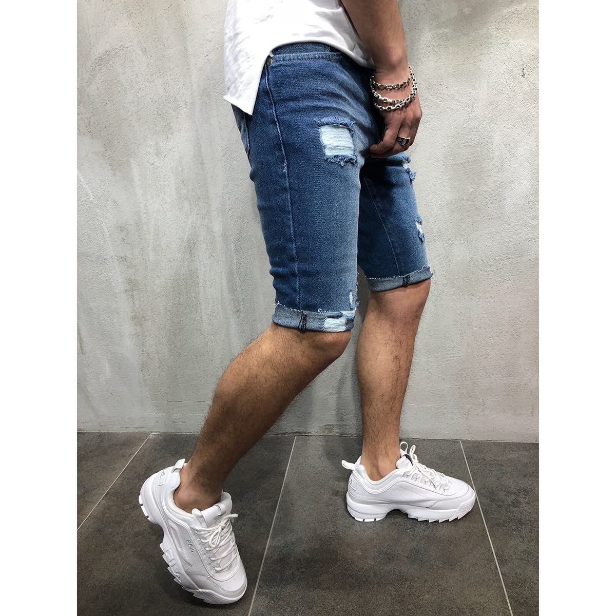 Seidarise Men's Ripped Distressed Denim Shorts - Blue Jean Shorts for Casual Wear | Perfect for Summer Outfits, Beach Trips, and Street Style Fashion