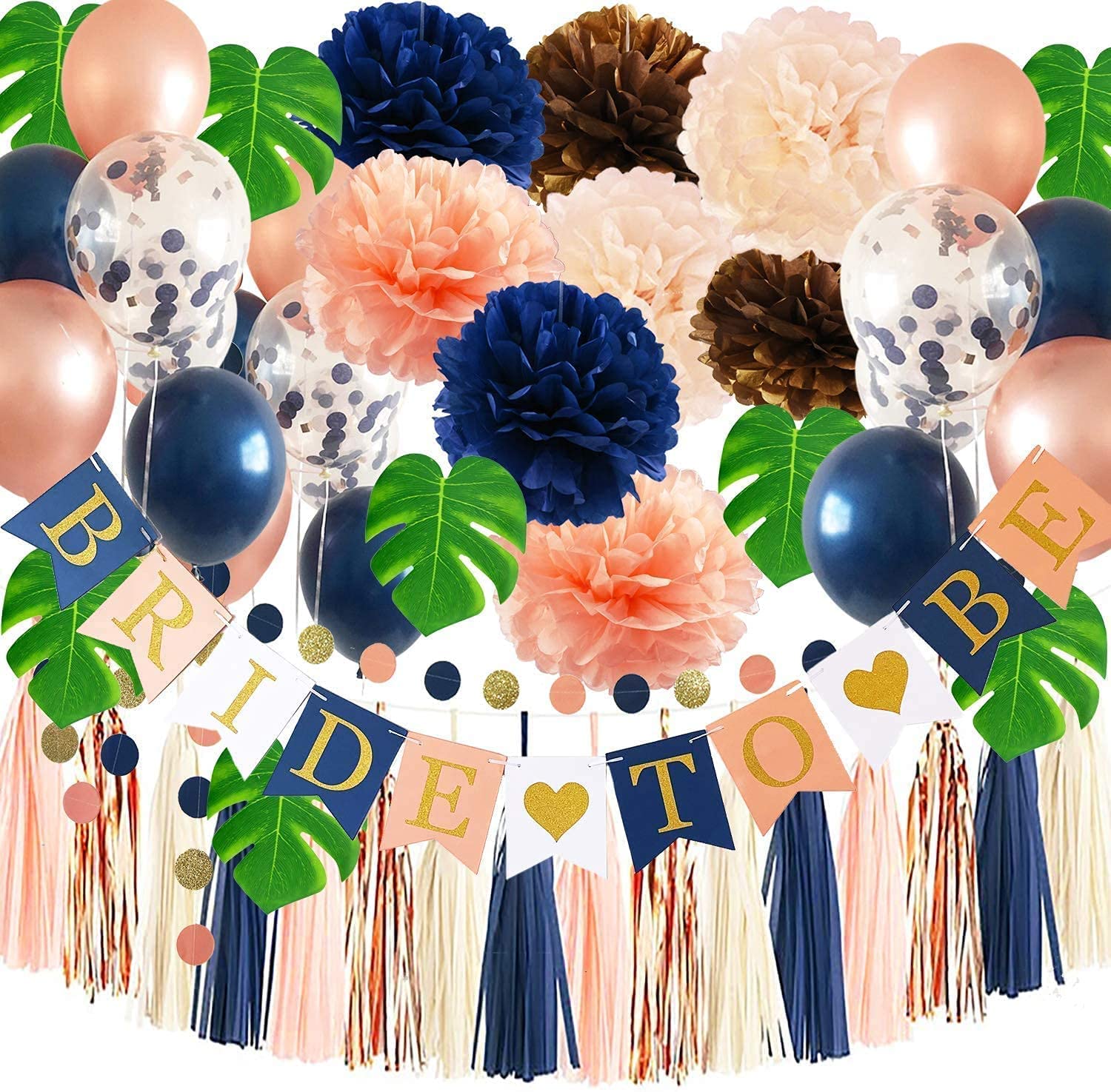 Elegant Navy Rose Gold & Peach Champagne Bridal Shower Decorations Set - Confetti Balloons, Bride to Be Banner & Bachelorette Party Supplies for Wedding, Engagement & Hen Party Celebrations | Perfect for Wedding Showers, Bridal Parties & Girls' Night Decor