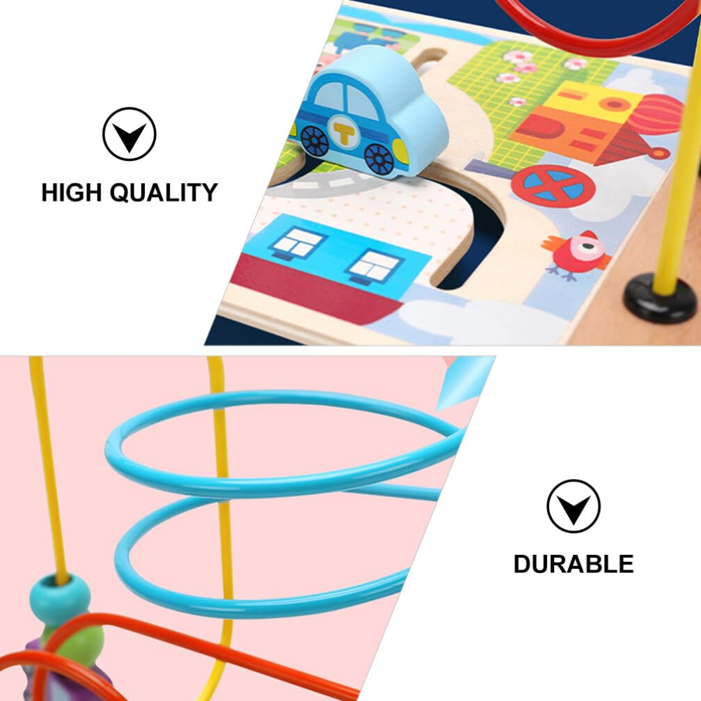 Alasum Wooden Bead Maze Roller Coaster Toy - Early Educational Toddler Car Toy for Kids, Fun Round Bead Maze Activity Toy to Develop Grasping Skills | Perfect for Preschool Learning, Daycare Centers & Travel Entertainment