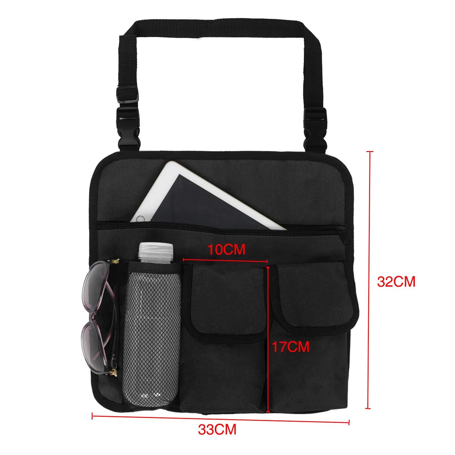 Heavy Duty Oxford Chair Armrest Organizer - Waterproof Hanging Storage Pouch with 4 Pockets for Camping, Beach & Outdoor Chairs - Snack Bag, Cup Holder & Side Tote for Picnics, Backyard Relaxing & Travel Accessories
