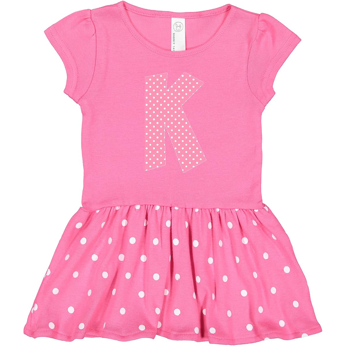 Inktastic Pink and White Polka Dots Letter K Toddler Dress - Cute Casual Outfit for Girls, Birthday Party, Photo Shoot & Everyday Wear