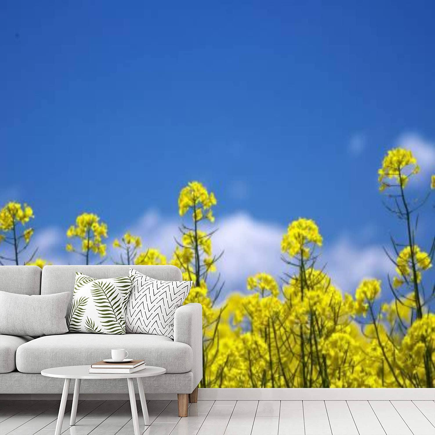 Beautiful Flower Field Blossoms Peel and Stick Wallpaper - Self Adhesive Removable Contact Paper for Bedroom, Living Room, Home Decor - Easy DIY Wall Mural for Nursery, Apartment & Office Decoration