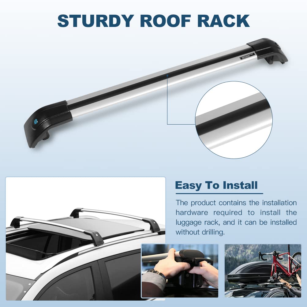 ECCPP Universal Roof Rack Cross Bars for Volkswagen Tiguan 2010-2016 | Heavy Duty 220LB Capacity Cargo Carrier | Perfect for Kayak, Canoe, Ski, Snowboard & Luggage Transport | SUV Rooftop Accessories for Outdoor Adventures