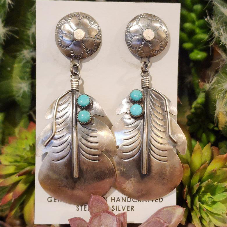 Yazzie Tq Feather Earrings - Boho Chic Handmade Native American Jewelry for Women - Perfect for Festivals, Weddings & Everyday Wear