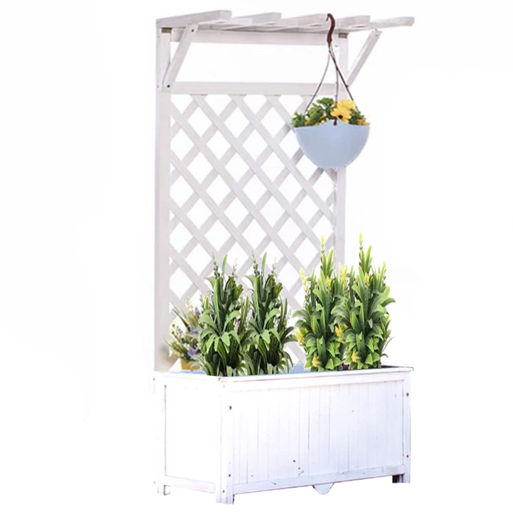 60x30x90cm White Wooden Raised Garden Bed - Free Standing Planter Box for Indoor Outdoor Gardening, Balcony, Yard & Patio - Perfect for Vegetables, Flowers & Climbing Plants