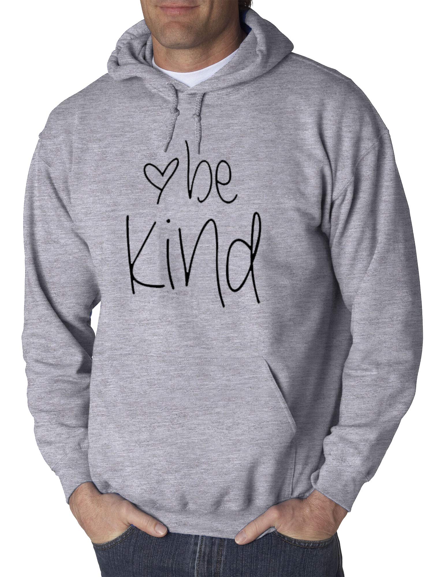 True Way 1248 - Be Kind Heart Unisex Hoodie Sweatshirt for Adults | Soft Pullover with Humble Design | 2XL Heather Grey | Perfect for Casual Wear, Gifts & Everyday Comfort