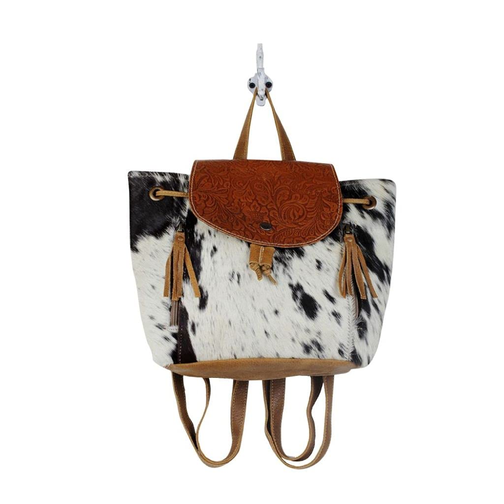Myra Bag Must Have Backpack - Upcycled Cowhide & Leather S-2843 - Durable & Stylish for Travel, Work & School