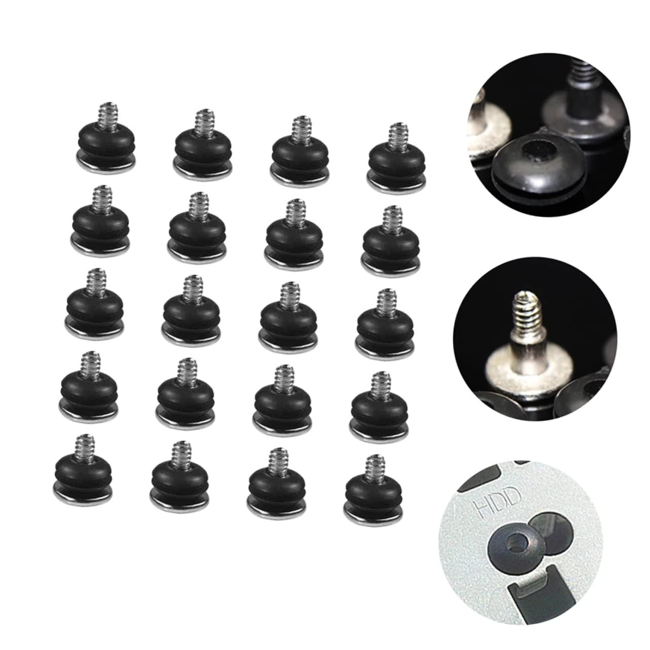 20pcs Hard Disk Damping Screws for Laptop & Computer Mounting | Motherboard & Hard Drive Standoffs | Shock-Absorbing Rubber Apron for Computer Cases | Ideal for Laptop Repair & PC Assembly