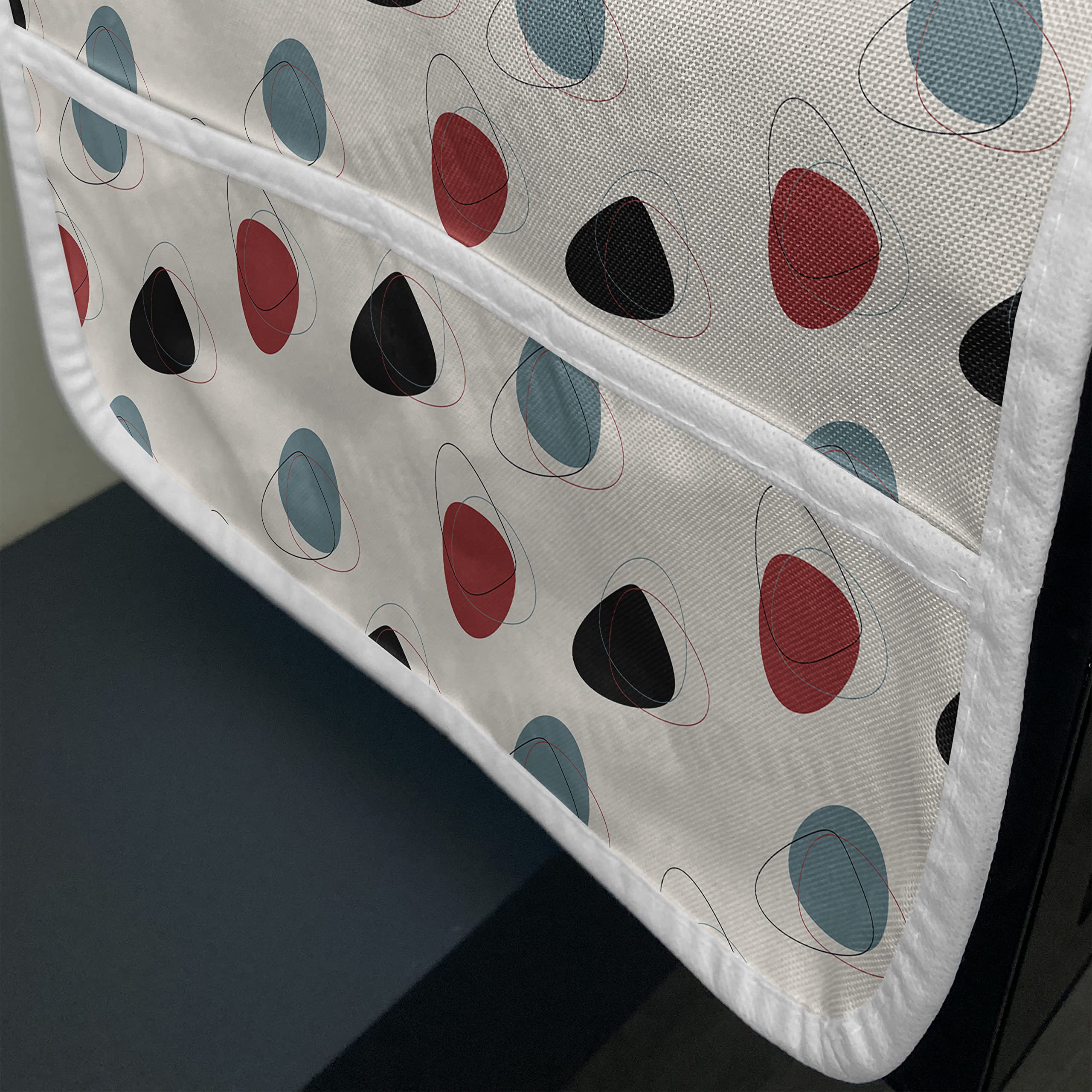 Ambesonne Vintage Microwave Cover - Retro Space Design with Abstract Blots, Waterproof Kitchen Organizer with Pockets, 36x12 Inches, Slate Blue Red Black - Perfect for Mid-Century Modern Kitchens & Small Space Organization