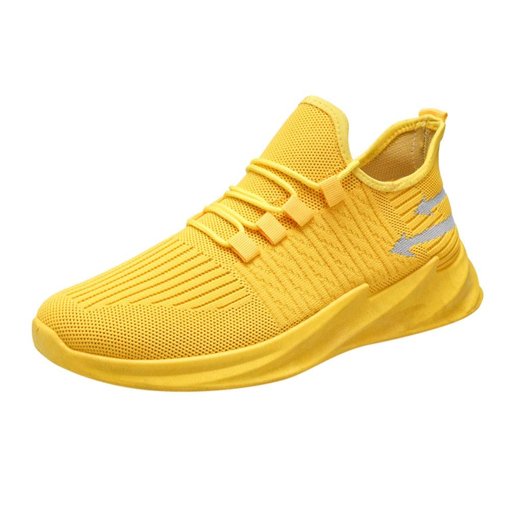 Eduavar Women's Casual Sneakers - Lightweight Slip-On Walking Shoes for Women, Comfortable Athletic Flats in Classic Road Design (Yellow) - Perfect for Gym, Travel & Everyday Wear