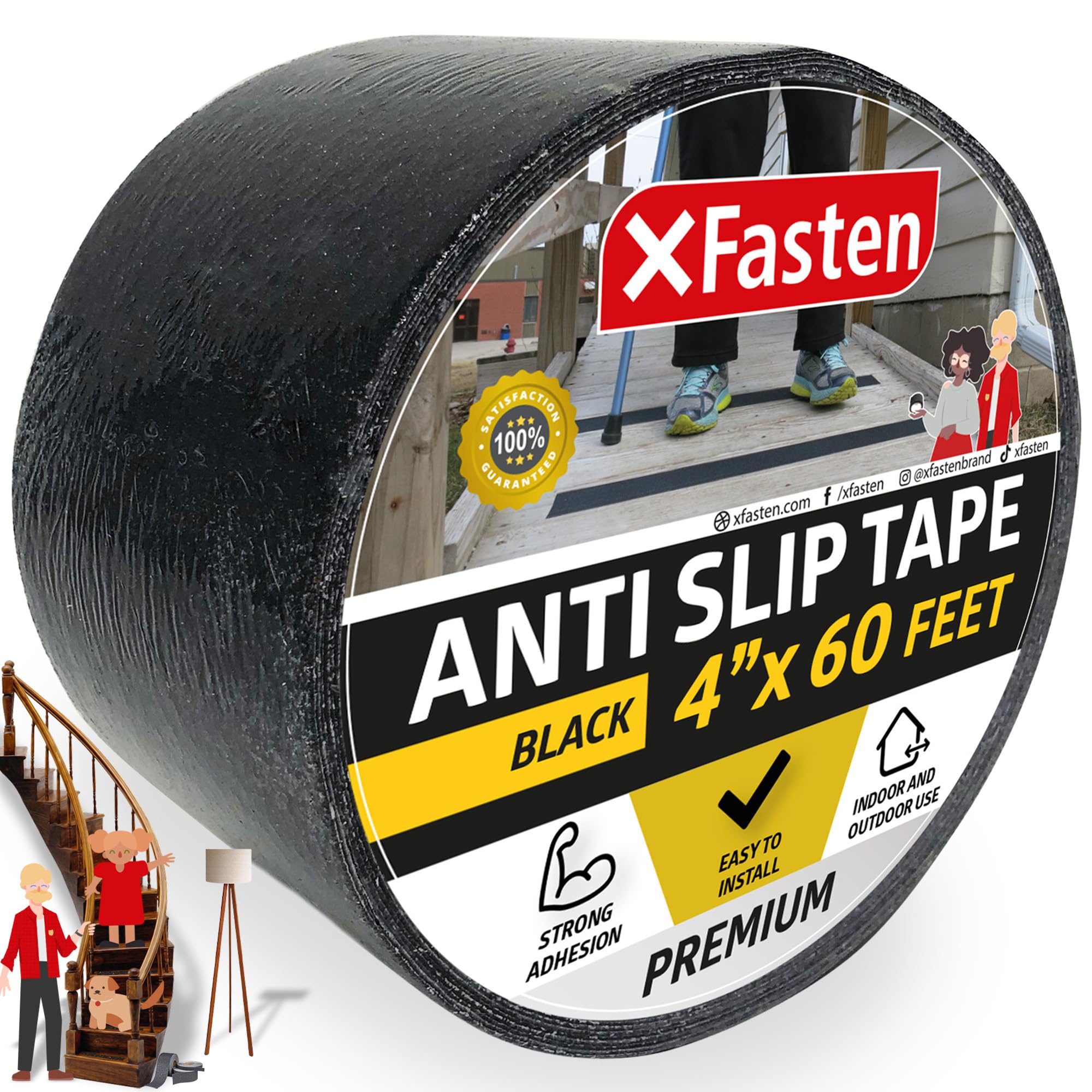 XFasten Anti Slip Grip Tape for Stairs - Black 4