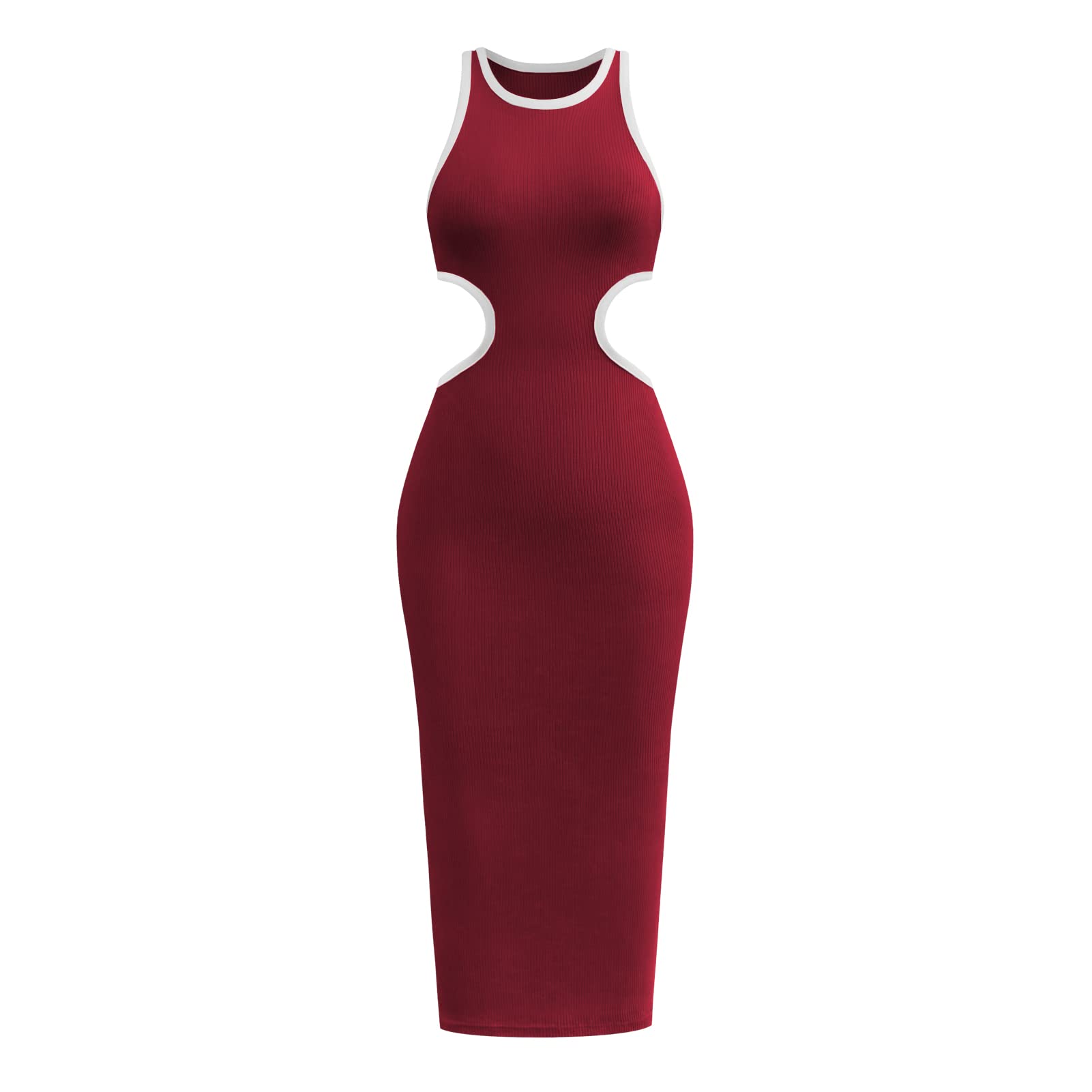 Azuki Classic Fitted Maxi Dress for Women - Solid Color Sleeveless Summer Dress, Casual & Beach Wear, Perfect for Vacation & Outdoor Events