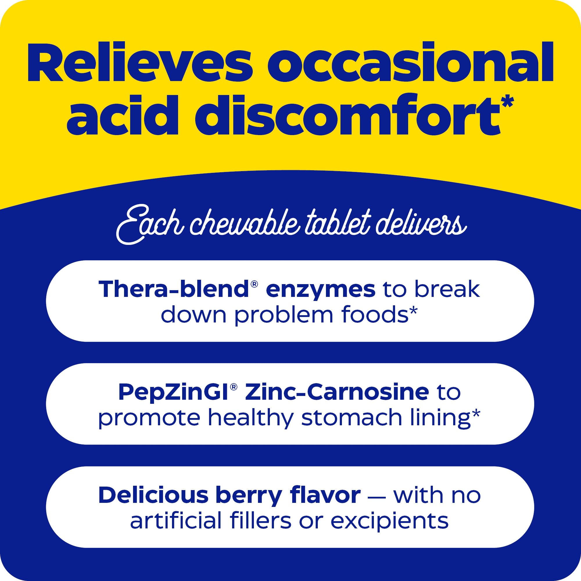 Enzymedica Acid Soothe Berry Flavor Chewable Tablets - 30 Count | Natural Digestive Enzyme Supplement for Heartburn & Acid Reflux Relief | Perfect for After Meals & Occasional Discomfort