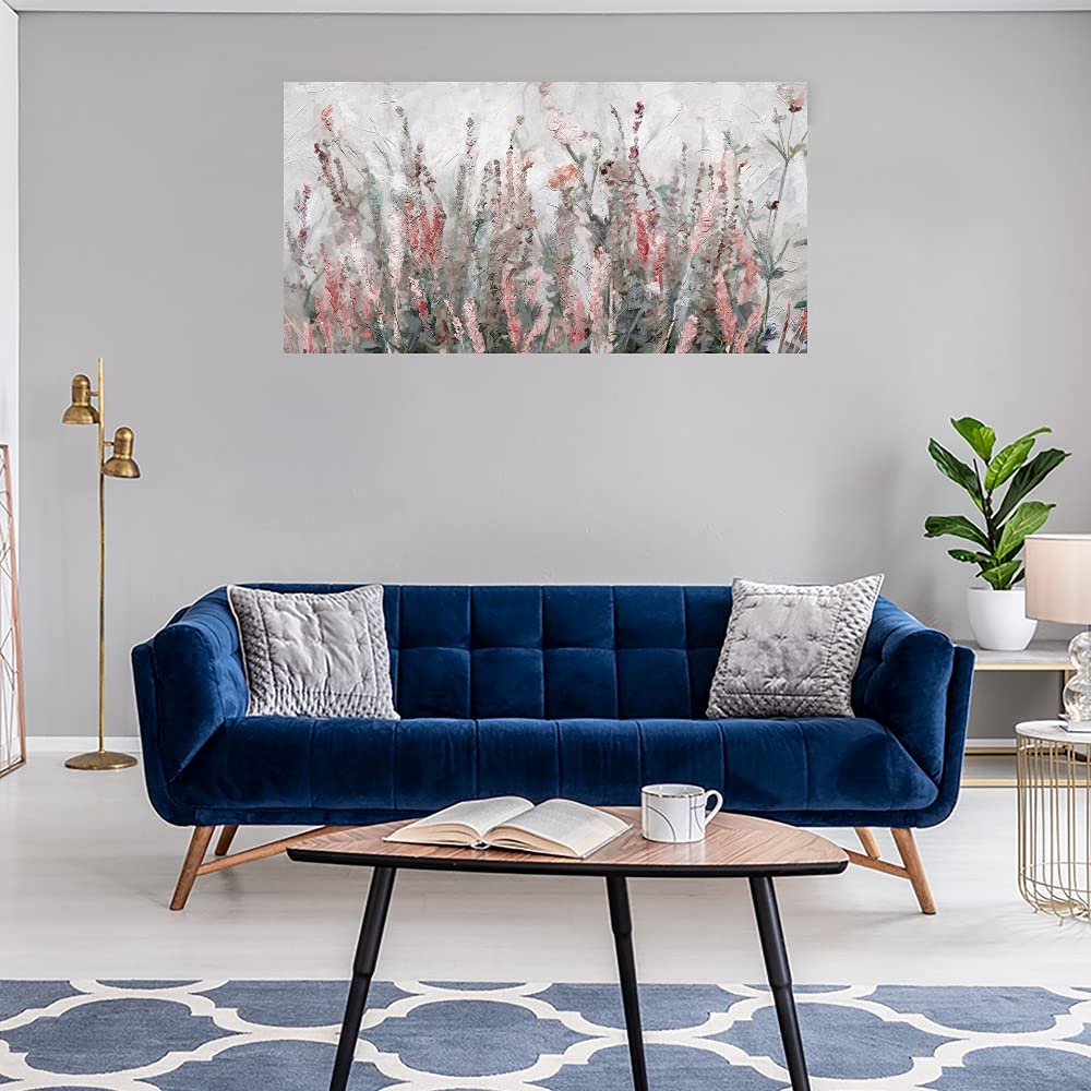 Summer Breeze Floral Canvas Wall Art - 40x21 Inch Hand-Painted Flower Painting for Bathroom & Living Room Decor | Modern Home Artwork for Bedroom, Office & Gift Ideas