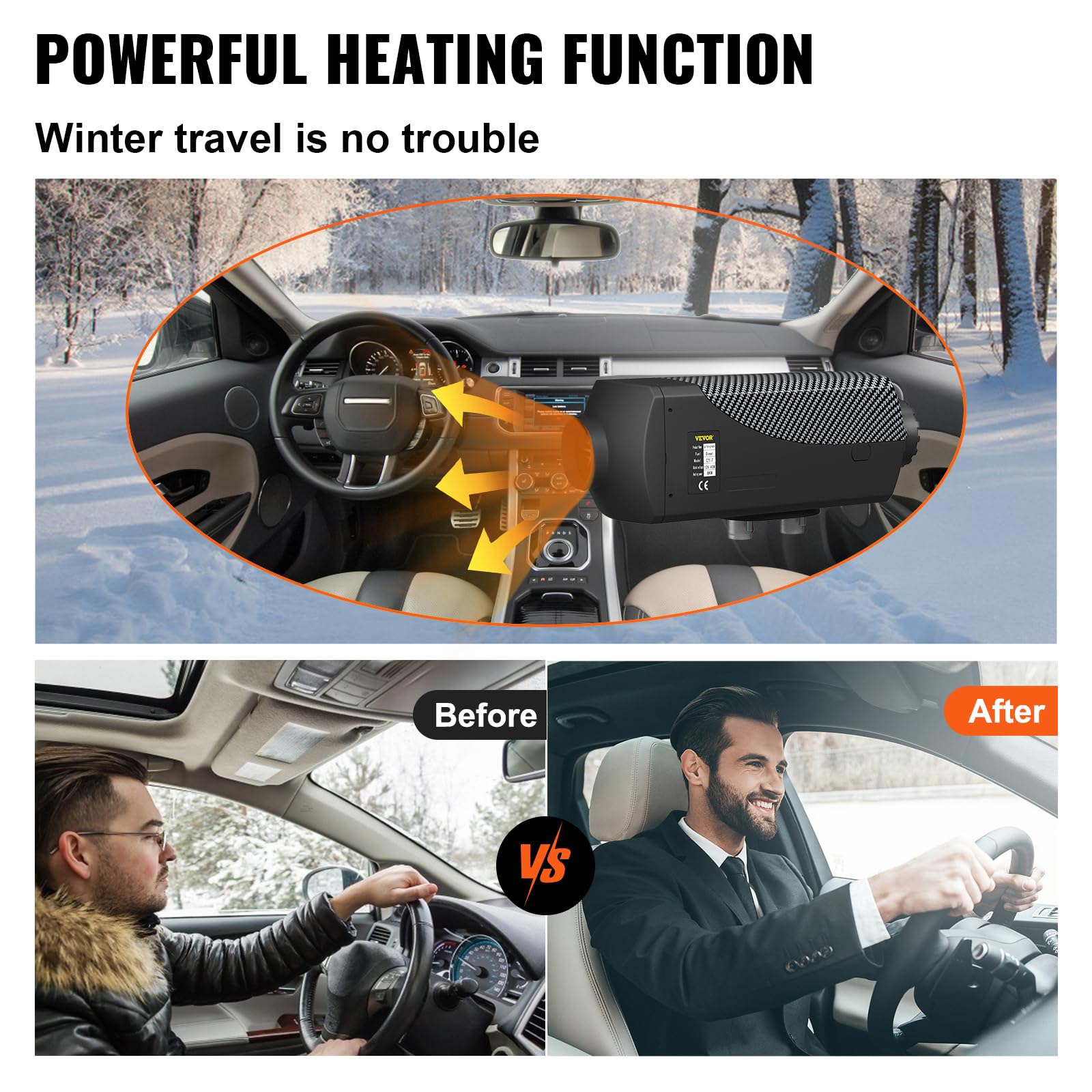 VEVOR 8KW Diesel Air Heater with Muffler, 12V Portable Heater with Remote Control & LCD Switch - for Trucks, RVs, Boats, Buses, Camping, Garages & Winter Outdoor Heating