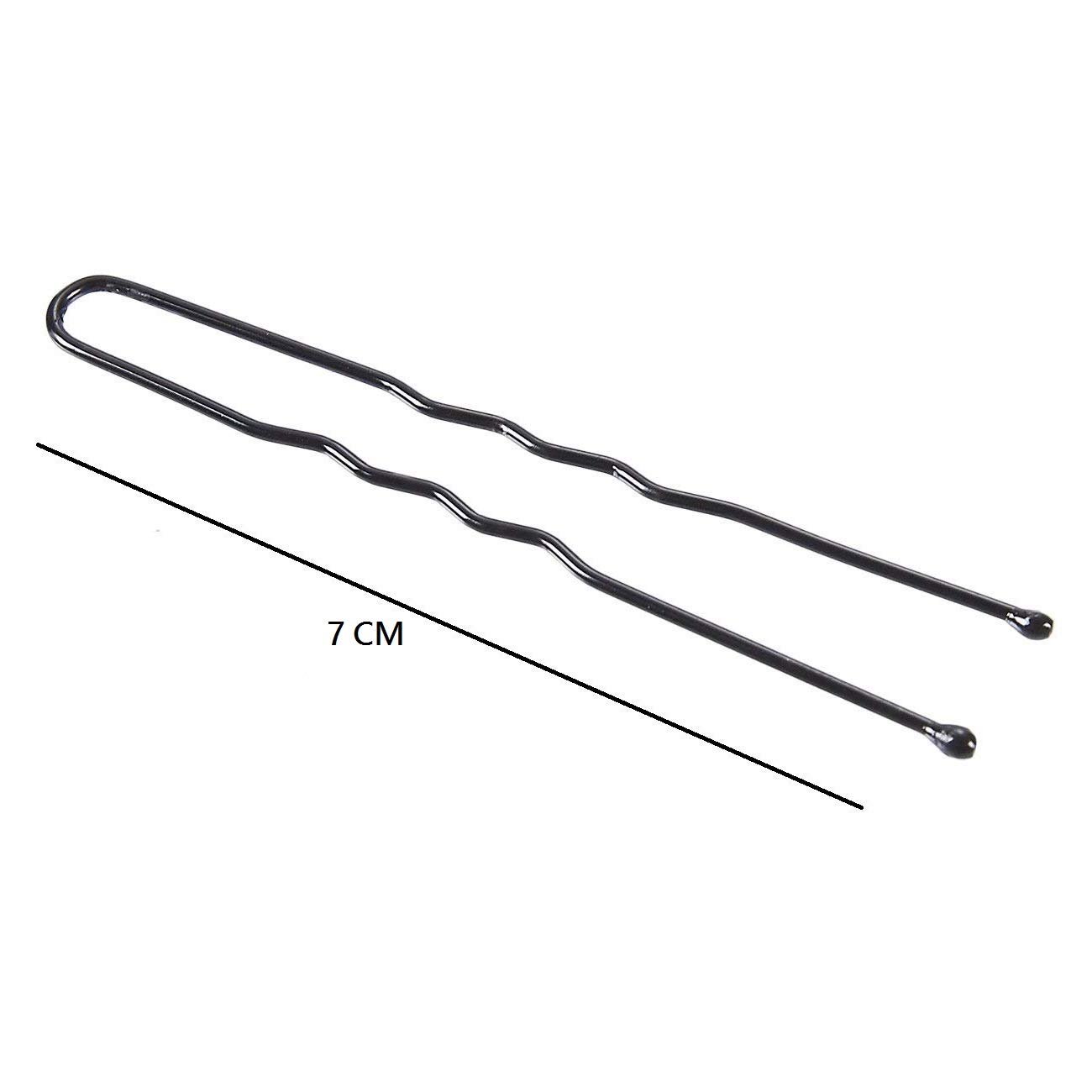 Nyamah 60 PCS Black Waved U-Shaped Hair Clips - 7CM Metal Salon Grip Hairpins for Women & Girls, Strong Hold Styling Tools for Updos, Ponytails & Everyday Hairstyles