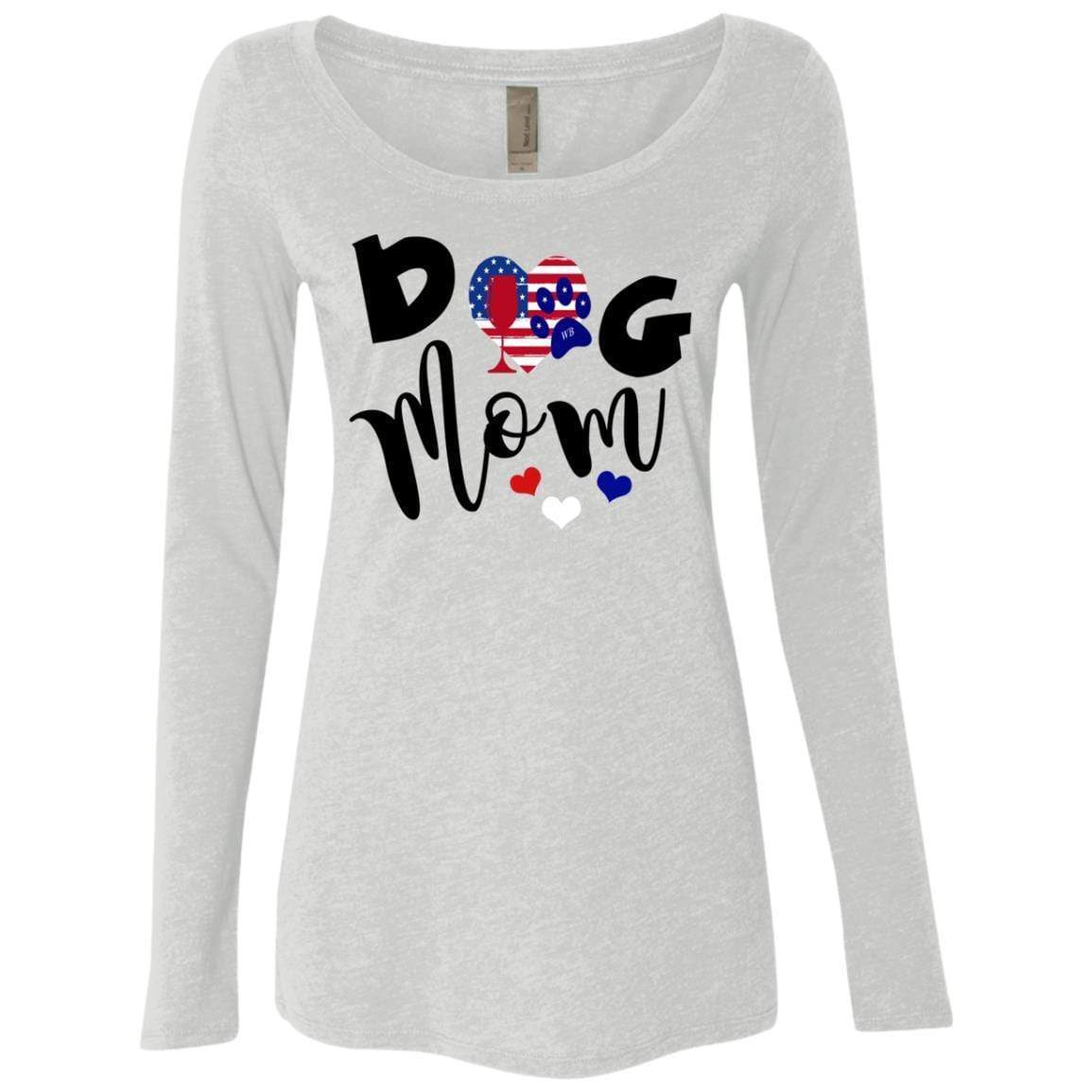 WineyBitches.Co Dog Mom Ladies' Triblend Long Sleeve Scoop Neck T-Shirt - Comfortable Casual Wear for Dog Lovers, Perfect for Pet Parks, Dog Walks and Wine Nights