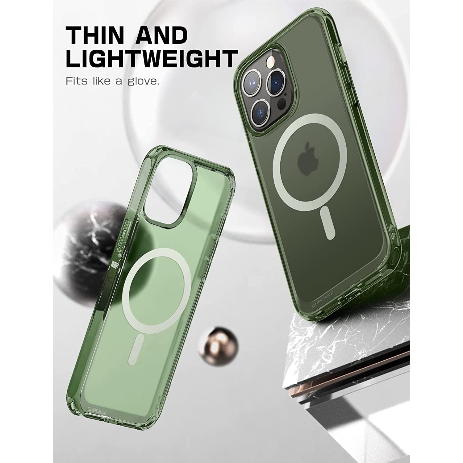 iPhone 14 Pro Max Case 6.7 Inch - Unicorn Beetle MAG Slim Clear Protective Cover with MagSafe Compatible in Green Fog | Perfect for Everyday Use, Travel & Wireless Charging