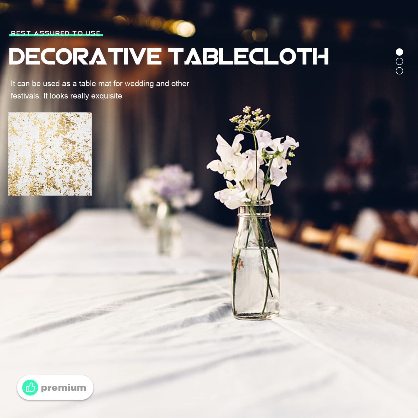 Elegant Hemoton Golden Table Runner with Gold Lace Trim & Sequin - Wedding, Banquet, Dining Table Decor - Luxury Polyester Rectangle Tablecloth for Special Occasions