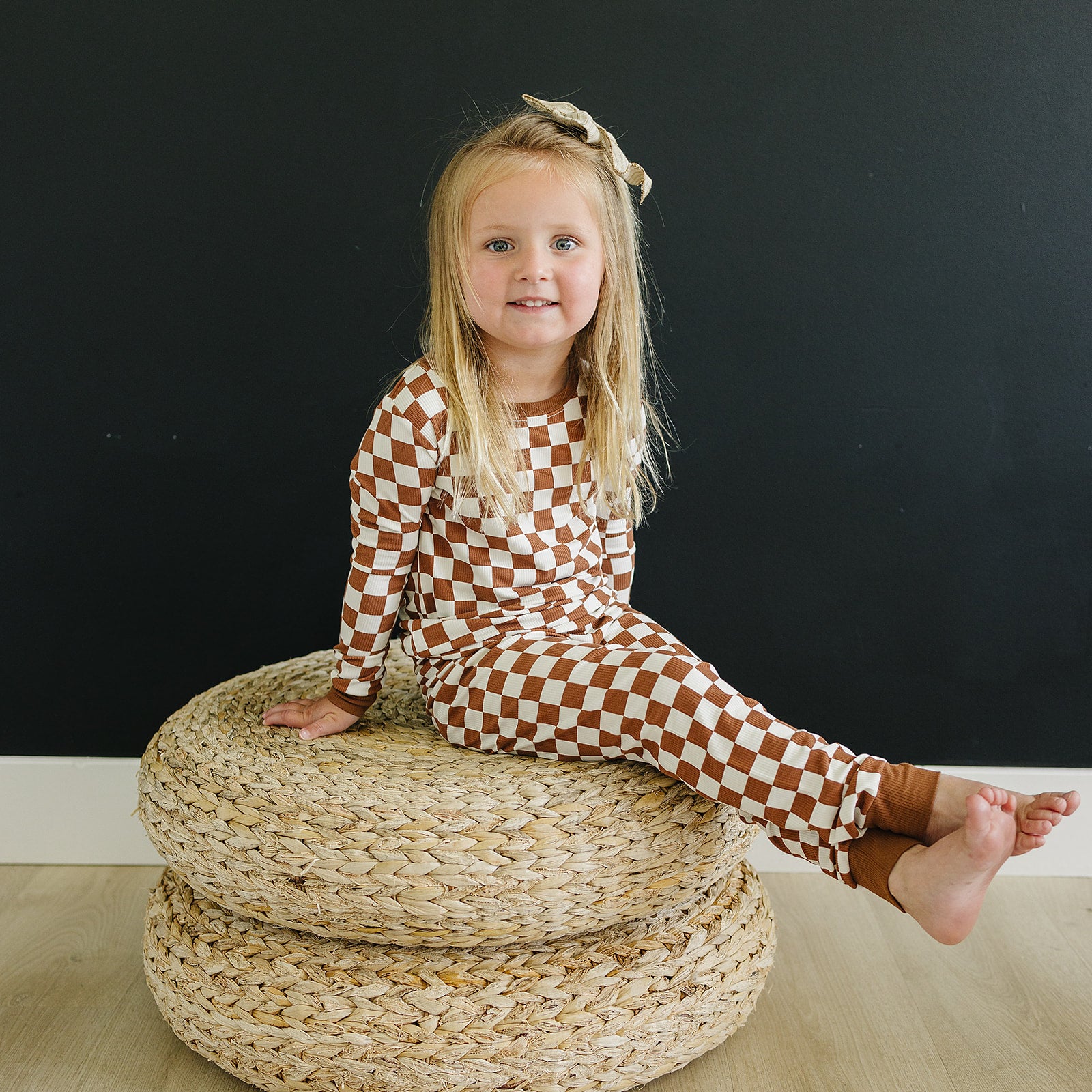 Rustic Checkered Ribbed Bamboo Cozy Set - Warm & Stylish Home Decor for Living Room, Bedroom, or Office