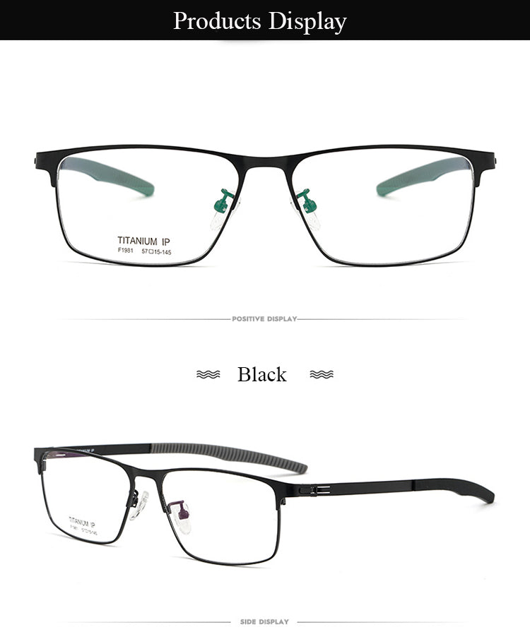 Bclear Men's Full Rim Square Titanium Frame Eyeglasses BSF1981 - Lightweight Durable Glasses for Work, Reading & Daily Wear