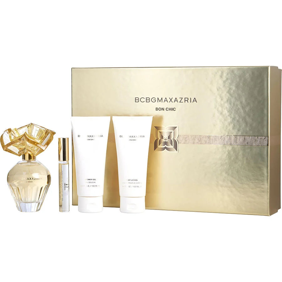BCBG Maxazria Bon Chic 4-Piece Perfume Gift Set for Women - 100ML EDP Spray, 100ML Body Lotion, 100ML Shower Gel & 10ML Rollerball - Perfect for Birthday, Anniversary & Valentine's Day Gifts