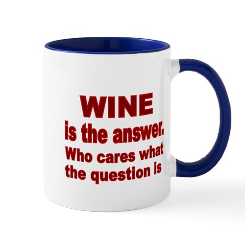White/Navy Inside - Wine Is The Answer Mug