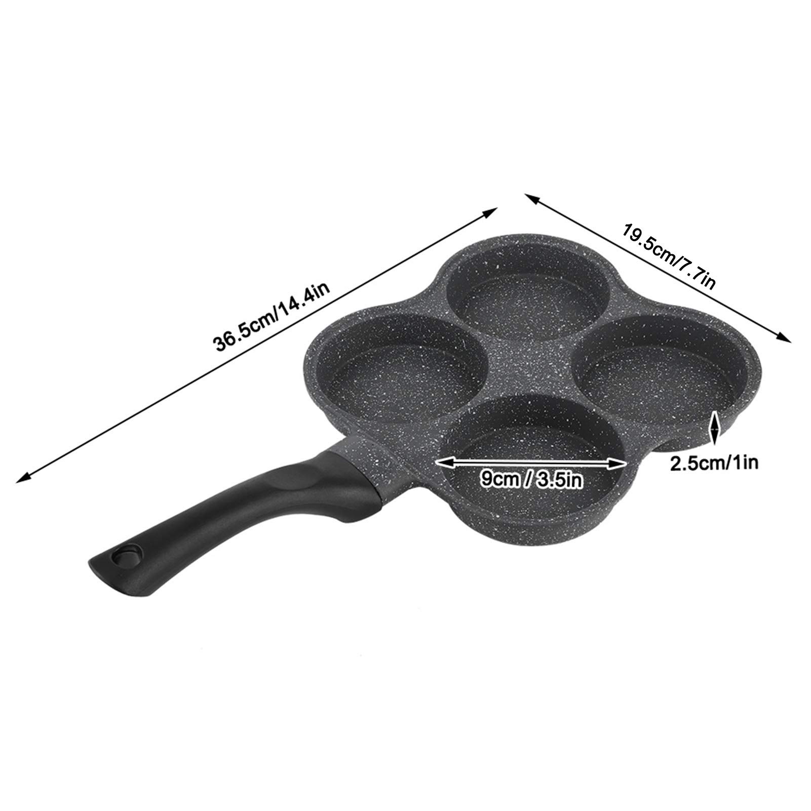Non-Stick Ceramic 4-Hole Egg Frying Pan - Removable Handle Pancake & Omelet Maker for Electric Stove - Perfect for Breakfast, Burgers, and Quick Meals