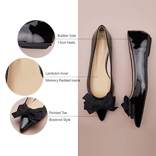 C.Paravano Women's Pointy Bow Flats - Comfortable & Stylish Slip-On Shoes for Casual Wear & Office Work | Perfect for Business Attire, Daily Commute & Professional Occasions