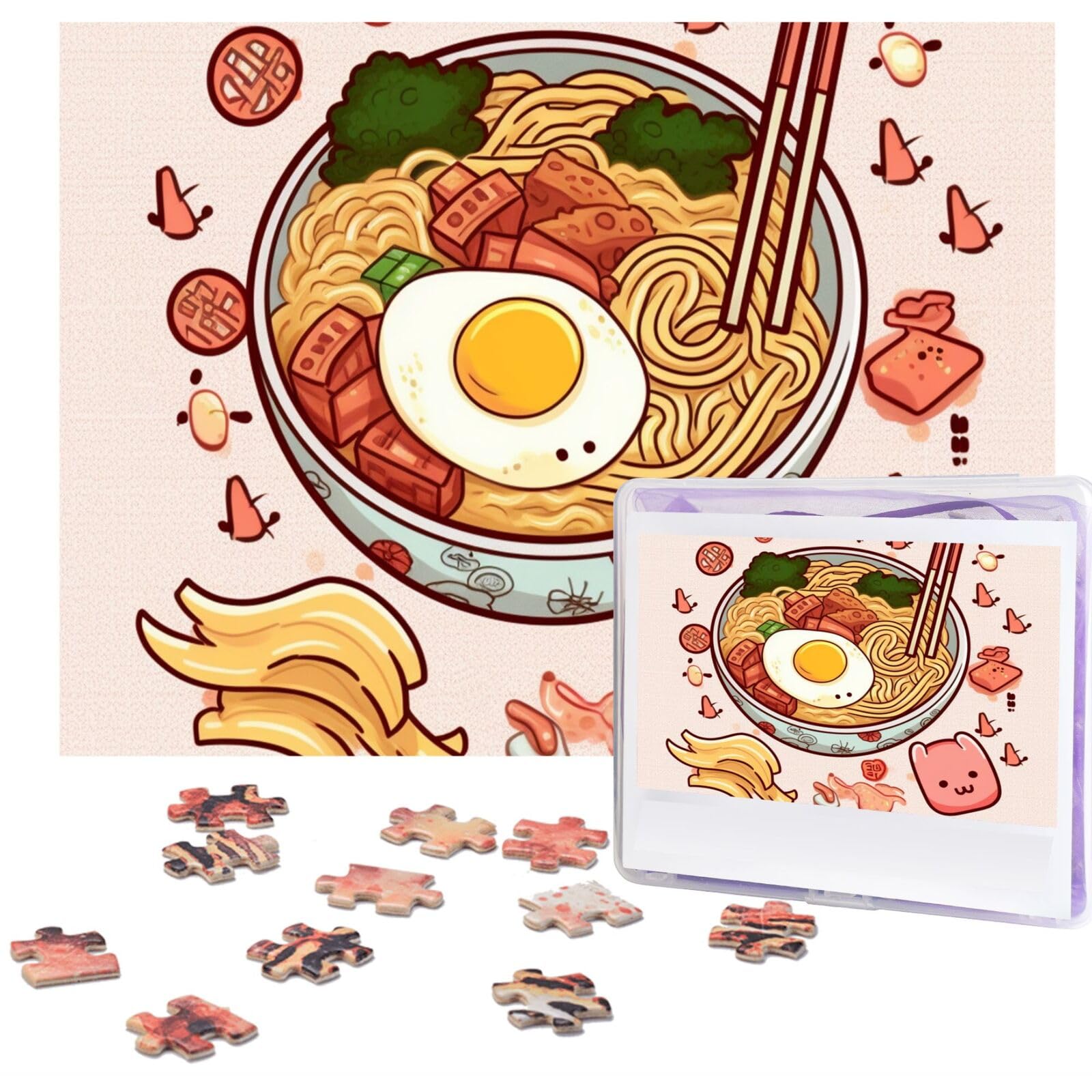 500-Piece Delicious Sweet Ramen Jigsaw Puzzle - Wooden Photo Puzzle for Adults, Personalized Picture Puzzle - Classic Family Board Game for Wedding, Birthday & Valentine's Day Gifts (20.4