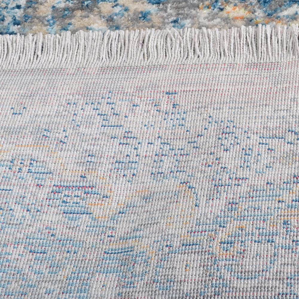 Machine Made Polyester Area Rugs 5'x7'10'' - Gray Blue Oriental Traditional Design Low Pile Carpet for Living Room, Bedroom & Office (M00100)