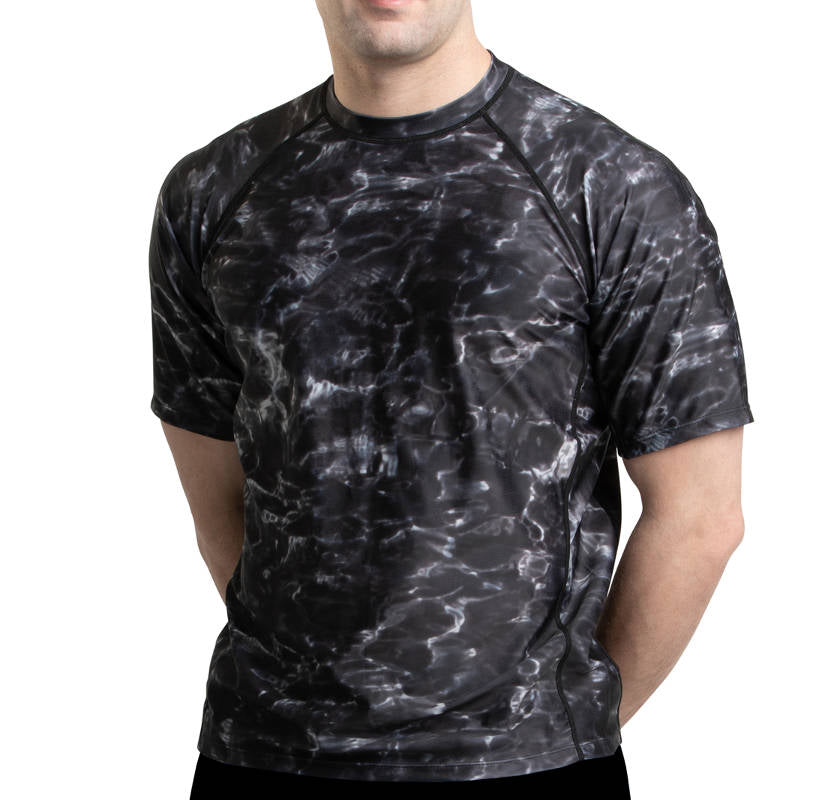 Men's Quick-Dry Loose Fit Short Sleeve Swim Rash Guard Shirt - UPF 50+ Sun Protection for Swimming, Surfing & Beach Activities | Aqua Design